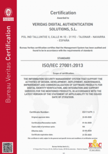 Veridas · ISO 27001 CERTIFICATION